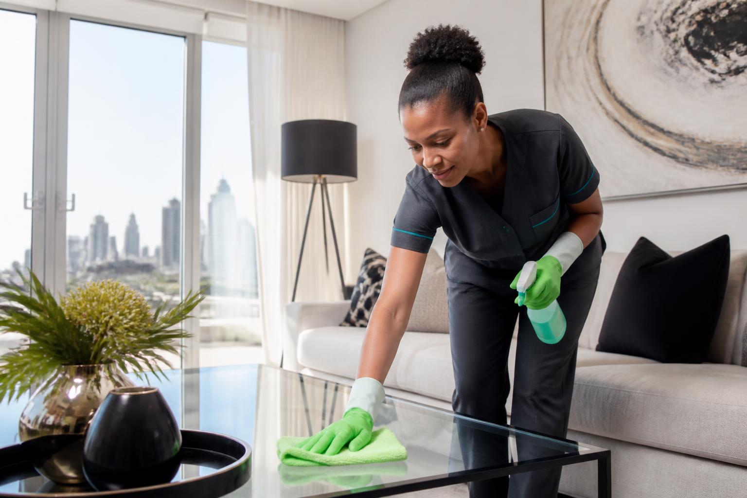 ABUTI cleaner providing detailed residential cleaning in a modern home